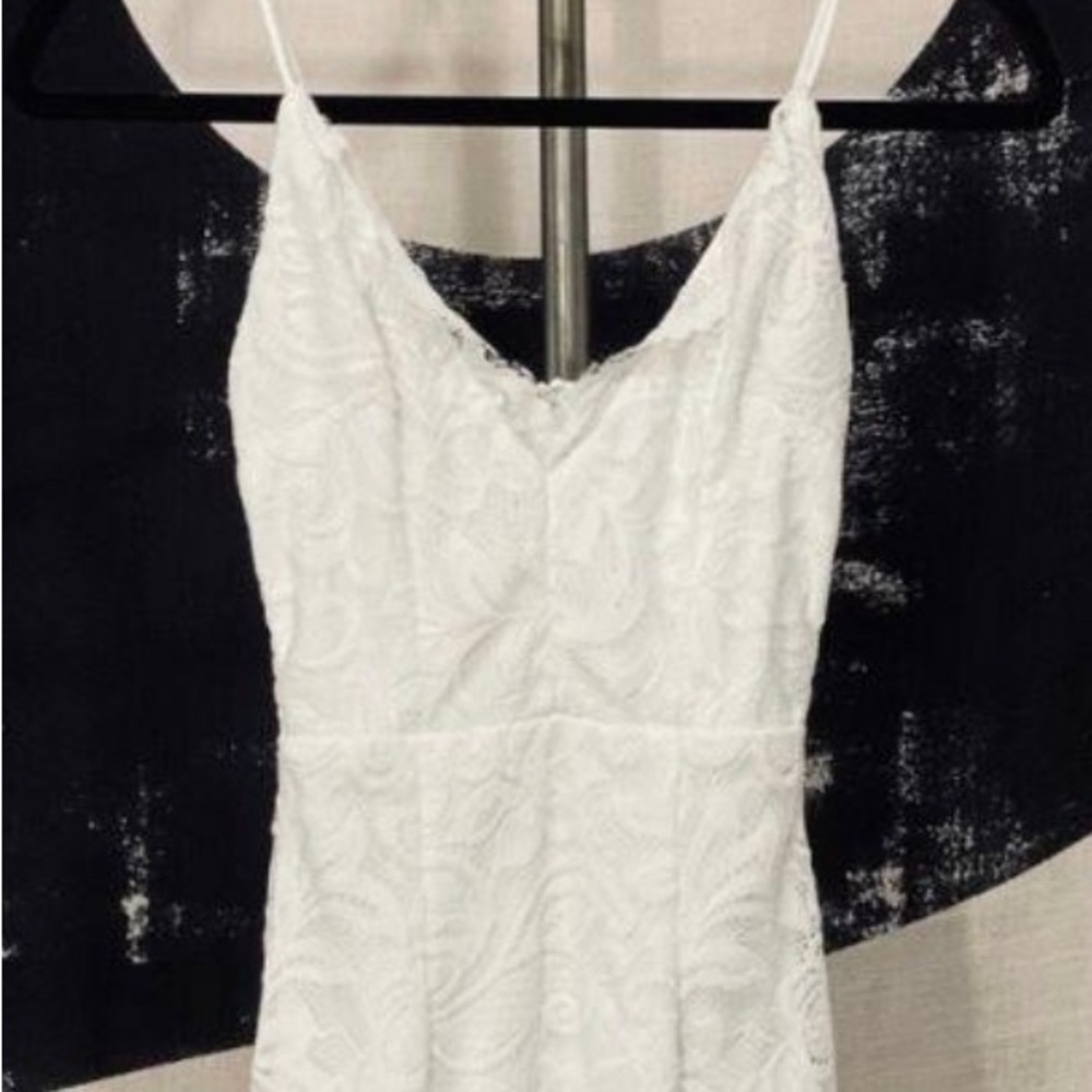 White Floral Lace Mini Dress